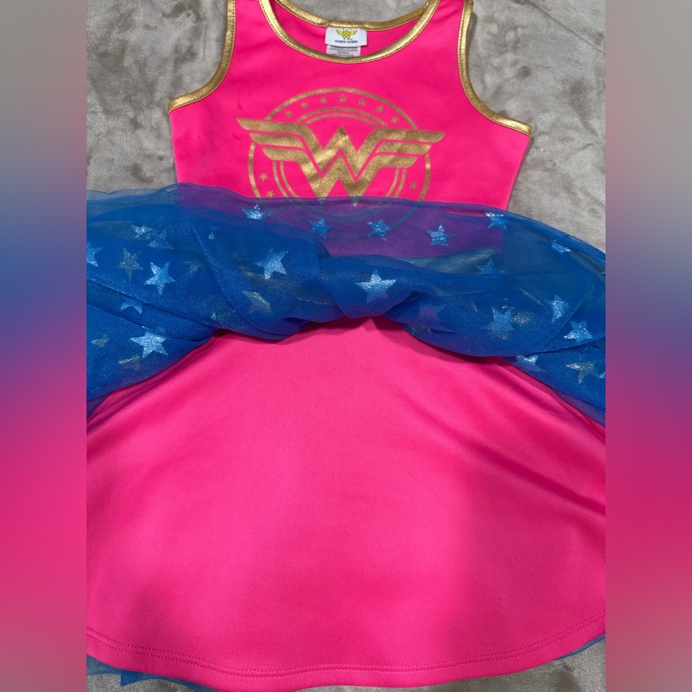 DC Wonder Woman Kids Costume Dress - Pink and Blue with Gold - Picture 6 of 8
